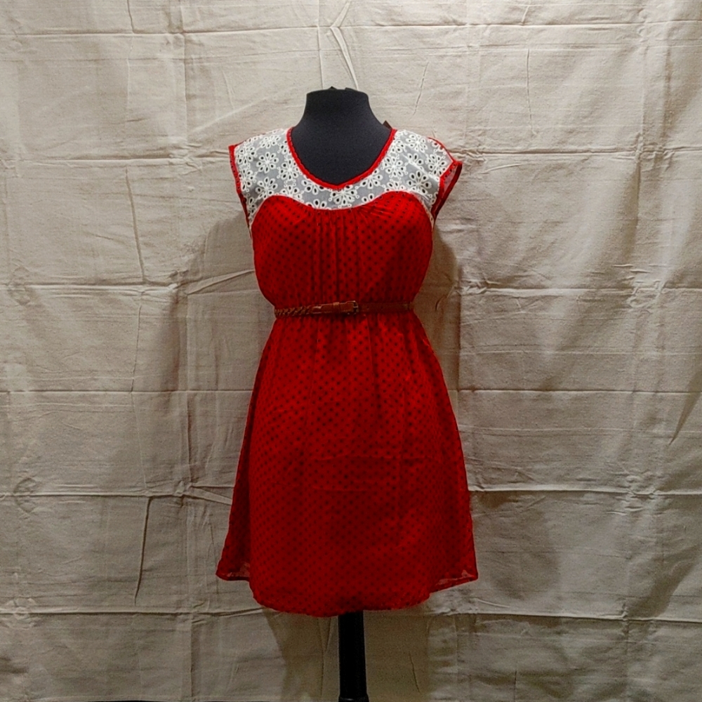 Red Camel Belted Dress